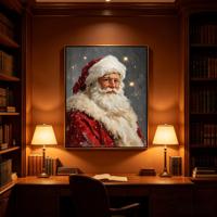 Ensemble de 2 tableaux muraux en toile vintage avec éclairage LED de Noël, impression de enfants construisant un bonhomme de neige et Père Noël, décoration rustique de Noël
