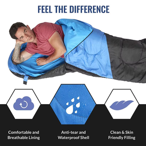 Sacs de couchage portables pour adultes Sac de couchage de camping d'<span class=keywords><strong>hiver</strong></span> avec trous de fermeture à glissière pour bras - Product Image 3