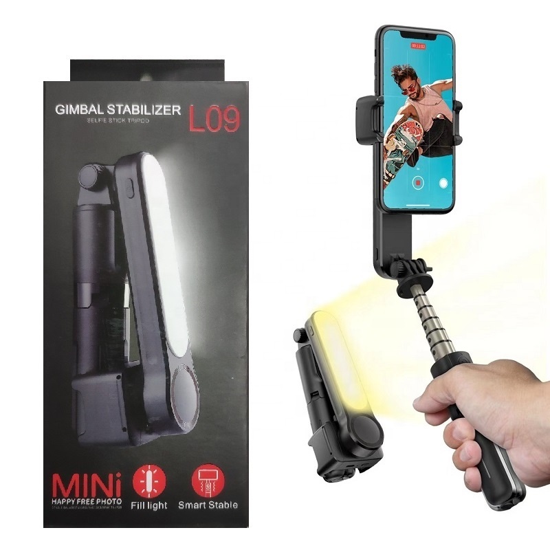 L09 Smartphone Gimbal Stabilizer Smart Shooting 360 Rotation Video Selfie Stick Tripod with LED Light
