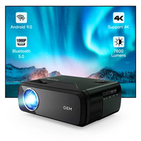 Projecteur intelligent LED Android 9 4K Full HD 1080P pour cinéma maison portable avec son stéréo HIFI 9000 lumens pour téléphone portable et console de jeu