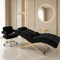 Table de massage incurvée réglable noire de luxe pour extensions de cils, salon de beauté et spa