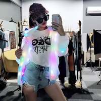 Veste LED unisexe blanc froid avec impression lumineuse en polyester/rayonne, taille personnalisée pour adultes, idéale pour les spectacles, les fêtes et les clubs