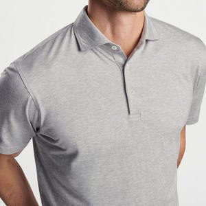 Men's Gray Short Sleeve Shirt Solid Color Knitted Cotton Casual Wear Breathable Regular Fit - Product Image 3