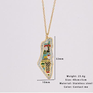 Collana con Ciondolo Personalizzato in Acciaio Inossidabile, Mappa Colorata della Palestina di Gerusalemme, Gioielli di Moda Araba Musulmana, Vendita all'Ingrosso - Product Image 6
