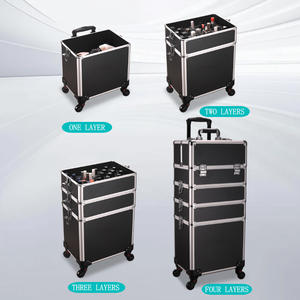 Chariot cosmétique professionnel de caisse de <span class=keywords><strong>Train</strong></span> de maquillage de roulement avec des roues coiffeur et organisateur de cas de <span class=keywords><strong>voyage</strong></span> d'ongle pour l'artiste - Product Image 4