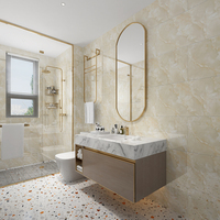 Papier peint adhésif en pierre de marbre véritable pour salle de bain, carreaux autocollants