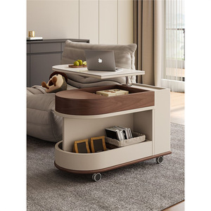 Denlais Coffee <b>Table</b> Movable <b>Side</b> <b>Table</b> With Wheels Storage Living Room Tea Cart <b>Marble</b> <b>Top</b> Small Apartment Furniture - Product Image 4