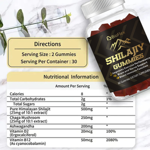 OEM Private Label Halal Natural Vegan 100% Pure 500mg Himalayan High Quality Shilajit Gummies with Ashwagandha and <strong>Vitamin</strong> <strong>B</strong> &amp; D - Product Image 6