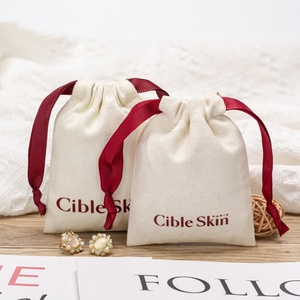 定制印花可回收拉绳袋，带单/双绳天然帆布棉袋定制尺寸丝印标志 - Product Image 3