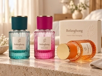 Flacon de parfum cylindrique en verre coloré à nervures verticales de luxe 30ml 50ml, rechargeable avec pulvérisateur, conteneur de parfum vide personnalisable