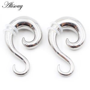 Alisouy 1 buah anting telinga <span class=keywords><strong>Spiral</strong></span> berbentuk S baja tahan karat anting-anting lancip anting-anting pembesar perenggang perhiasan tindik - Product Image 4