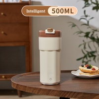 Kingze Mini Bouilloire Électrique Intelligente 500 ml en Acier Inoxydable Rechargeable, Portable USB pour Voyage, Chauffe-Eau pour Thé et Café