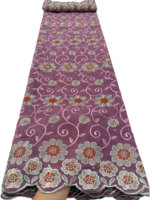 Kain Brokat Swiss Voile Hijau Tua NI.AI dengan Hiasan Bunga dan Batu untuk Gaun Formal, Pakaian Tamu Pernikahan, Kain Pakaian Kelas Atas