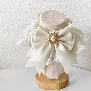 Cat collar, <b>dog</b> bib, white lace wedding dress, pet bib, bow scarf, wedding - Product Image 3