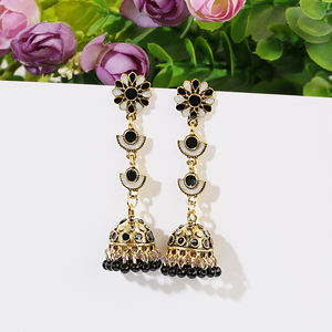 Mehrfarbige indische Jhumki-Ohrringe für Frauen mit geschnitzter Blume Long Dangle Afghan Egypt Turkish Gypsy Jewelry für Hochzeiten - Product Image 6