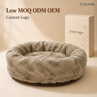 Yangyangpet Fleece-Stoff Graues Rundes Hundebett mit Abnehmbarem Bezug, Komfortabler Rutschfester Unterseite und Individuellem Luxus-Design