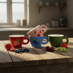 New Design Hot Selling Porcelain Milk <b>Mugs</b> Fruit Series Camping Food Safe Reusable Dishwasher Microwave Safe Gift <b>Box</b> Packaging - Product Image 2