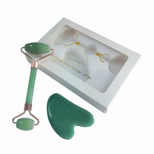 Caja de regalo personalizada con piedra aventurina verde, herramientas de masaje facial y rodillo gua sha - Product Image 3