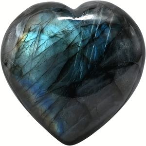 Corazón de Labradorita al por mayor, piedra natural negra con tonos azules y verdes, herramienta portátil de alineación, decoración para equilibrio corporal, uso navideño - Product Image 1