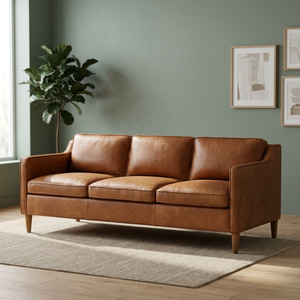 Wood Living Room Furniture Industrial Vintage Genuine Leather <b>Foam</b> Square Sectional Reclining 3 Seater <b>Sofa</b> - Product Image 2