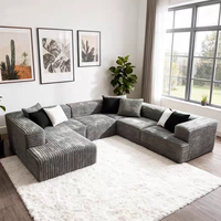 Sofá Modular en Forma de U, Sin Estructura, Ajustable, Relleno de Esponja Negra, Tapizado en Terciopelo, Moderno, para Apartamento, Hotel, Villa, Taller
