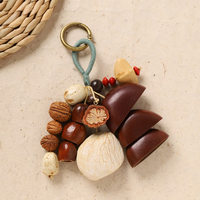 Porte-clés en bois fait main, style bohème rustique, breloque de sac ethnique, pendentif clochette sonore pour voiture et sac