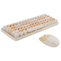 Set Kombo dan Mouse nirkabel 2.4G Keyboard mesin tik pabrik OEM kunci warna campuran Mini