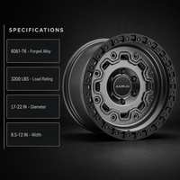 Jantes Beadlock Forgées Anthracite Satiné 8 Trous 17-22 Pouces 6061-T6, Jantes Tout-Terrain Simulées 8x170 6x5.5 pour Ford F-250