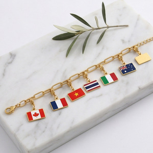 LUOYUNE Ciondoli con Bandiera Nazionale Placcati in <span class=keywords><strong>Oro</strong></span> 18K, Tutti i Paesi, Unisex, in Acciaio Inossidabile, Componenti all'Ingrosso per Creazione di Gioielli - Product Image 1