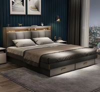 Lit double queen-size moderne en MDF populaire 2025, design de meubles de chambre à coucher de taille king avec tiroirs de rangement pour un usage domestique