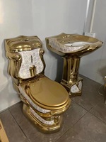 Cuvette de toilette en céramique vintage de luxe deux pièces couleur lavabo de salle de bain siège de toilette en or ensemble de toilette en or