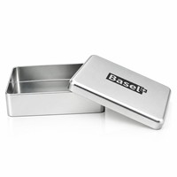Boîte de rangement pour biscuits en fer blanc mat argenté de qualité alimentaire avec couvercle en deux parties, conteneur métallique pour cadeaux et articles ménagers quotidiens