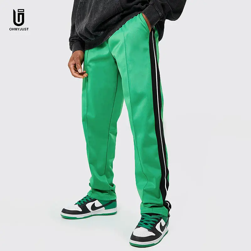 Polyester Loose Fit Man Hiphop Embroidered Tricot Tape Casual Custom Jogging flared Sweatpants Trousers Men Track Pants