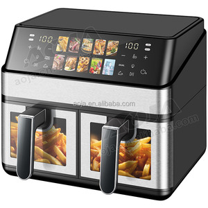 Freidora De aire Digital profesional De 10L, <span class=keywords><strong>doble</strong></span> cajón, Freidora De Aire, electrodomésticos De cocina, freidora De aire inoxidable Dual con ventana Visual - Product Image 4