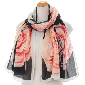 latest printed polyester fiber <b>scarf</b> fashion long flower head bag shawl summer soft <b>oversized</b> women's <b>scarf</b> - Product Image 2