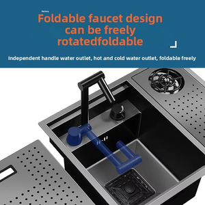 Nano thép không gỉ vô hình duy nhất lưu vực bồn rửa nhà bếp Vòi Hidden cup máy giặt cho căn hộ nhỏ cho rau rửa thanh - Product Image 4