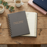Carnet de notes A5 personnalisé OEM en lin rigide avec index A-Z dorés, organiseur de mots de passe Internet, cadeau d'entreprise, vente en gros