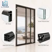 Porte coulissante extérieure LANGE NFRC, grande porte de patio moderne, verre résistant aux ouragans, triple double vitrage, cadre en aluminium fin