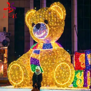 Led Lighting Outdoor 3D Giant Lighting Teddy Bear Motif Light For Super Market Holiday Decoration