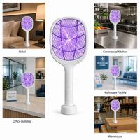 Raquette électrique anti-moustiques rechargeable avec LED, tue-insectes portable pour l'été, couverture à 360 degrés, légère
