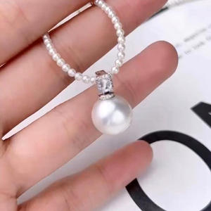 Pendentif en argent S925, accessoire de bricolage, perles rondes plates de 9 à 12 mm, boucle de collier vide pour colliers de perles, 30966 - Product Image 1