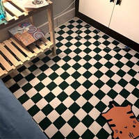 Nordique moderne épaissi cristal velours pied-de-poule damier Table basse tapis doux ameublement porte d'entrée tapis de sol