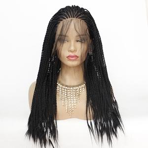 Perruques tressées cornrow bon marché nuage court 9 nuage 9 dentelle suisse, perruque tresses au crochet bouclée ondulation profonde avec deux tresses freetress français - Product Image 1