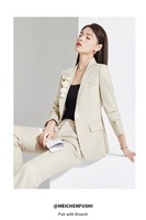 Ensemble tailleur chic pour femme – Pantalon évasé taille haute et blazer à manches longues en Spandex/Polyester – Style professionnel moderne – Vente en gros