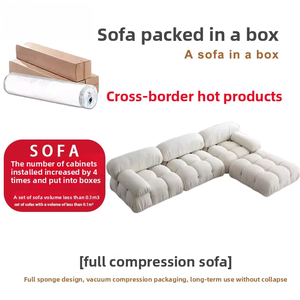 संपीड़न सोफे Morio गिरगिट मॉड्यूल एल आकार फ्लैनेल क्रीम शैली लिविंग रूम सेट - Product Image 4