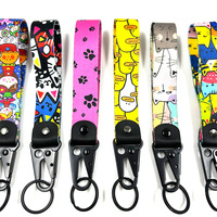 Porte-clés Chat Graffiti Cartoon, Porte-clés Animal Mignon en Métal avec Corde Tressée, Pendentif pour Clés de Voiture