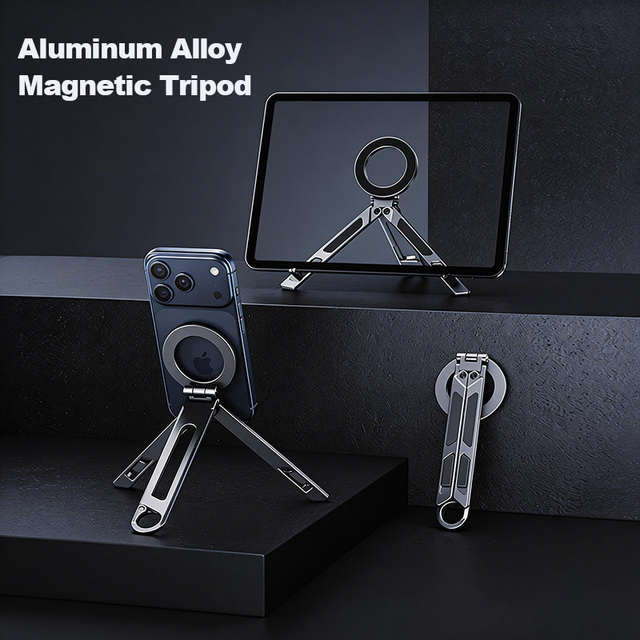 ODM/OEM Supported Multi-functional Aluminum Alloy Magnetic Phone Mount, Universal Phone & Tablet Stand for Office Travel Outdoor