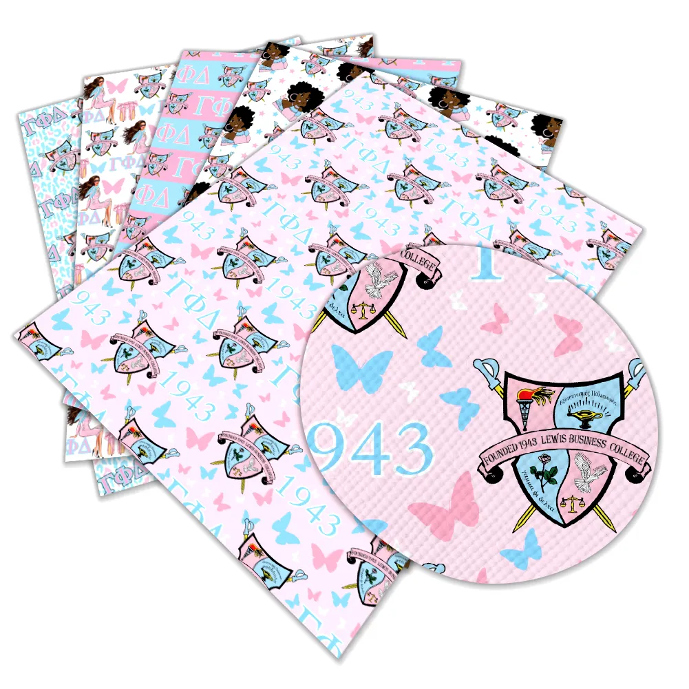 30*136 Gamma Phi Delta Sorority black girl pattern for bags Hair Bow printed faux leather