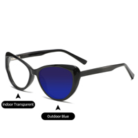 Nouvelles montures de lunettes photochromiques, lunettes optiques bloquant la lumière bleue, lunettes de soleil œil de chat à changement de couleur photochromatique