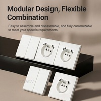 Prise murale de type EU moderne MEZEEN avec port USB de type A, norme européenne 2.1A/DC 5V, prises de courant domestiques sans cadre français